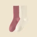 Women winter warm rabbit hair socks solid color thick mid tube cozy pile socks comfortable - JL65 (One Size 34-40) / JL65 Deep Red + White