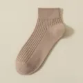 Pure cotton women short socks minimalist casual daily wear breathable comfortable soft ankle socks - R86 (One Size 34-39) / R86 Khaki