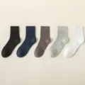 Chaussettes modal homme unicolore respirant fin business décontracté lot de 5 - M90 (taille unique 39-45) / M90 noir, bleu foncé, gris foncé, gris clair et blanc