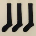Thick black coral fleece fuzzy winter warm long socks cozy home sleep confinement socks - One Size (34-39) / Black 3 Pairs