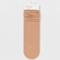 Solid color stacked crew socks for women, lightweight breathable cotton blend, khaki color. - B21 (One Size 34-40) / Khaki