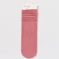Soft Women Solid Color Ribbed Cuffed Casual Socks Thin Daily Wear Pink Cotton Hosiery - B21 (One Size 34-40) / Rose Red