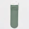 Women green rolled cuff thin socks, pure color breathable cotton daily casual hosiery. - B21 (One Size 34-40) / Dark Green