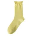 Hellgelbe Netz-Mittelsocken für Damen, süße Baumwollsocken mit gerollten Kanten modern. - C92 (Einheitsgröße 34-40) / Gelb