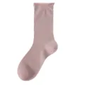 Calzini estivi sottili in rete colore caramella rosa bordo arrotolato cotone a metà tubo - C92 (Taglia unica 34-40) / Rosa loto
