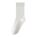 Damen reine Baumwolle einfarbige mittlere Socken, weich bequeme Alltagskleidung in weiss. - Einheitsgröße 34-40 / Weiß