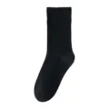 Schwarze einfarbige Baumwoll-Mittelsocken für Damen, bequem und nahtlos für den täglichen Alltag. - Einheitsgröße 34-40 / Schwarz