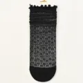 Women ultra-thin sheer mesh slouch socks black ruffled edge summer breathable sheer stockings - B18 (One Size 34-40) / Black Leaf