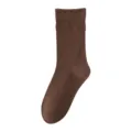 Braune Rippstrick Baumwolle Damen Socken Einfarbig Bequeme Alltagskleidung Variante - Einheitsgröße 34-40 / Kaffeebraun