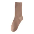 Comfortable solid color women's mid-calf socks, soft cotton casual daily wear crew socks. - One Size 34-40 / Khaki