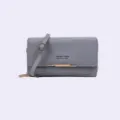 Elegant grey crossbody phone bag with gold-tone hardware and Forever Young logo - Gray