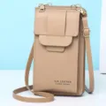 Elegante borsa a tracolla beige in ecopelle per donna con cinturino regolabile - Albicocca