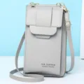 Piccola borsa a tracolla verticale per cellulare grigio chiaro con stampa moda classica - Grigio
