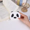 Cute panda cartoon coin purse and card holder with mini zipper closure for storage. - White