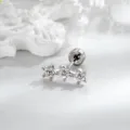 Frisse titanium kraakbeenpiercing met drie sprankelende zirkonia bloemen - A1219-1# Wit (Buitendraad Titanium Staaf Enkel)