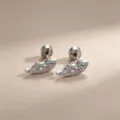 Einzigartige flügelförmige Titan-Ohrstecker mit rosa und weißen Zirkonia-Steinen - A1318-2# Rechte Seite Rosa (Außengewinde Edelstahlstange Einzelstück)