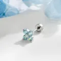 Boucle d'oreille fleur raffinée en titane avec des cristaux bleu clair et fermoir à vis - Spirale Externe en Acier Inoxydable - Bleu Clair