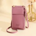 Elegante mauve verticale crossbody telefoontas met een verstelbare schouderriem - Dieproze