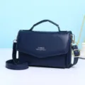 Stijlvolle donkerblauwe multifunctionele crossbody telefoontas met gouden afwerking - Blauw