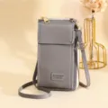 Elegante grijze multifunctionele crossbody telefoontas voor dames met lederen textuur - Grijs