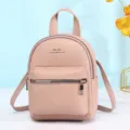 Elegante mini zaino rosa in ecopelle con dettagli di cerniera color oro per donna - Rosa