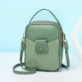 Stylish green mini crossbody bag with crocodile texture and double zipper compartments. - 16*9*20cm / Green