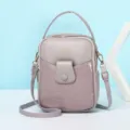 Stylish mini lavender crossbody phone bag with stone texture and top handle for women - 16*9*20cm / Purple