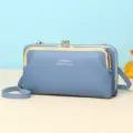 Elegante hellblaue Umhängetasche für Handys mit Vintage-Klickverschluss und Reißverschluss. - Himmelblau
