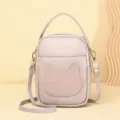 Cute lavender mini crossbody bag with a cat-shaped front pocket and gold hardware - 16*8*25CM / Purple