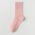 Pink crew socks for women, soft cotton casual mid-tube hosiery, breathable daily wear. - R54 (One Size 34-40) / R54-Y-0 Peach Pink