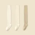 Women thermal over-the-knee knit socks, soft fleece-lined winter thigh high socks variant. - One Size (34-40) / Milky White + Beige + Khaki