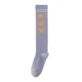 Purple knee-high socks with blue stripes and orange heart pattern variant for women style. - One Size (34-39) / Blue and Purple