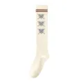 Knee high socks women cute heart knit long socks preppy style athletic over knee socks - One Size (34-39) / Light Beige