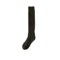 Thickened cotton knee high winter warm socks dark grey solid color soft cozy daily calf hosiery - One Size (34-39) / Dark Gray