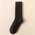 Damen schwarze dicke Kaschmir Thermowolle lange Socken Winter warme Strickstrümpfe - W101-Y (Einheitsgröße 34-40) / Schwarz