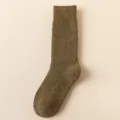Gemütliche dicke Damen Wollsocken in Dunkelgelb, warme Winter Langsocken für kalte Tage. - W101-Y (Einheitsgröße 34-40) / Gelbgrün