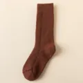 Dunkelbraune Winter Thermo Kaschmir Wolle lange Socken, verdickte warme Damen Langstrümpfe - W101-Y (Einheitsgröße 34-40) / Burgunderrot