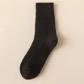 Men's black thermal wool mid-calf sock, thickened winter cold-resistant warm design. - Q47-Y (One Size 39-45) / Black