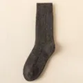 Mujer calcetines largos lana gris oscuro invierno calientes gruesos tejidos comodos - W101-Y (talla única 34-40) / Gris oscuro
