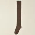 Calcetines acanalados marrones por encima de la rodilla, variante de medias de compresión. - J62 (talla única 34-40) / Café