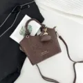 Elegante borsa a secchiello in pelle PU marrone con motivo a serpente e tracolla - Caffè