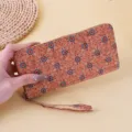 Bohemian floral long wallet for women with retro wristlet strap design - Retro Art Floral (12-6)