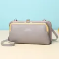 Elegante graue Umhängetasche für Damen mit goldenem Verschluss und Reißverschluss - Hellviolett