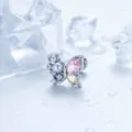 Eleganter Schmetterling Knorpelpiercing Ohrstecker mit rosa Zirkon und grauen Perlen - Titanlegierung Stab Einzelstück