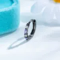 Pendiente de aro negro con piedra marquesa morada y circón para piercing de cartílago - 1 Pieza/Paquete / Hebilla de Oreja Negra Morada (A1390-1)