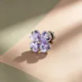 Elegant dreamy purple heart-shaped clover ear stud made of durable titanium steel - Four-Leaf Clover (A1282-3# Stainless Steel Rod Single)