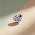 Dreamy purple heart-shaped flower titanium steel cartilage ear stud for piercing - Line Heart (A1282-4# Stainless Steel Rod Single)