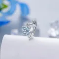 Elegant silver hoop earring featuring a delicate light blue four-petal zirconia flower - Single Earring (A1261-3# Light Blue) / Light Blue Rhinestone