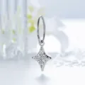 Orecchino a cerchio argento con filo da 0,8mm e ciondolo a stella a croce vintage - Croce Rombo (A1339-1) / Diametro Interno 8mm (Pezzo Singolo) / Argento