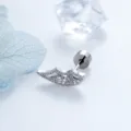 Clou d'oreille en forme de lèvres en zircon micro-pavé avec tige en alliage de titane - A1318-1# Côté Droit Blanc (Tige Filetée Extérieure en Titane Pièce Unique)